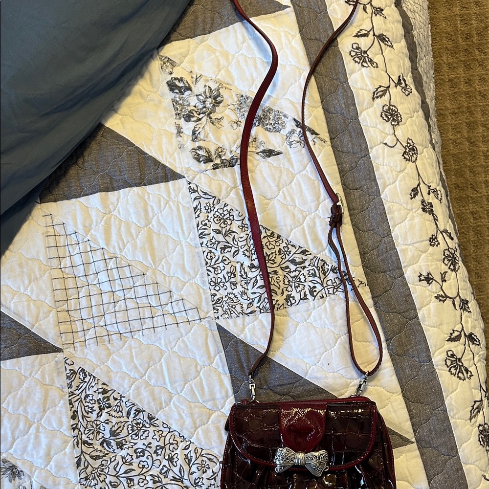 Brighton Burgundy Croc-Embossed Crossbody Bag - Picture 8 of 8